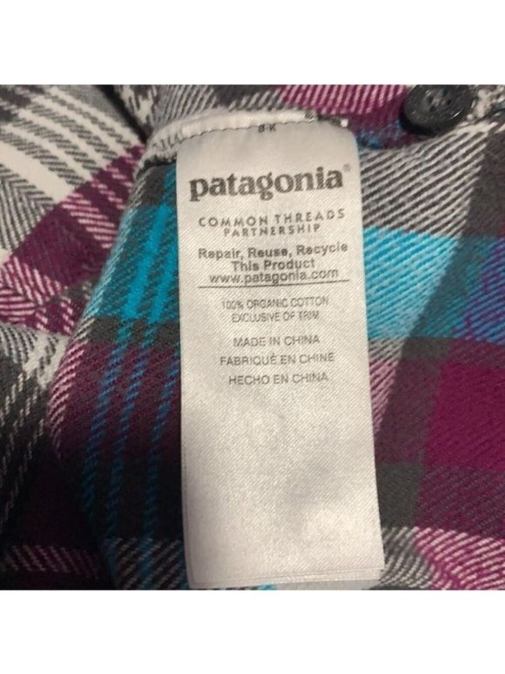 Patagonia Womans 2 (X Small) Fjord Flannel Organic Cotton Button Down Long Sleev - Picture 6 of 6